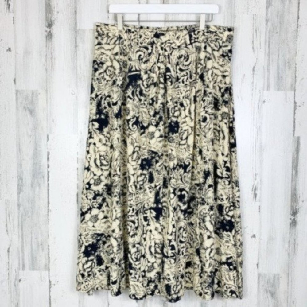 Vintage 90s Plus Size Ornate Floral Midi Skirt